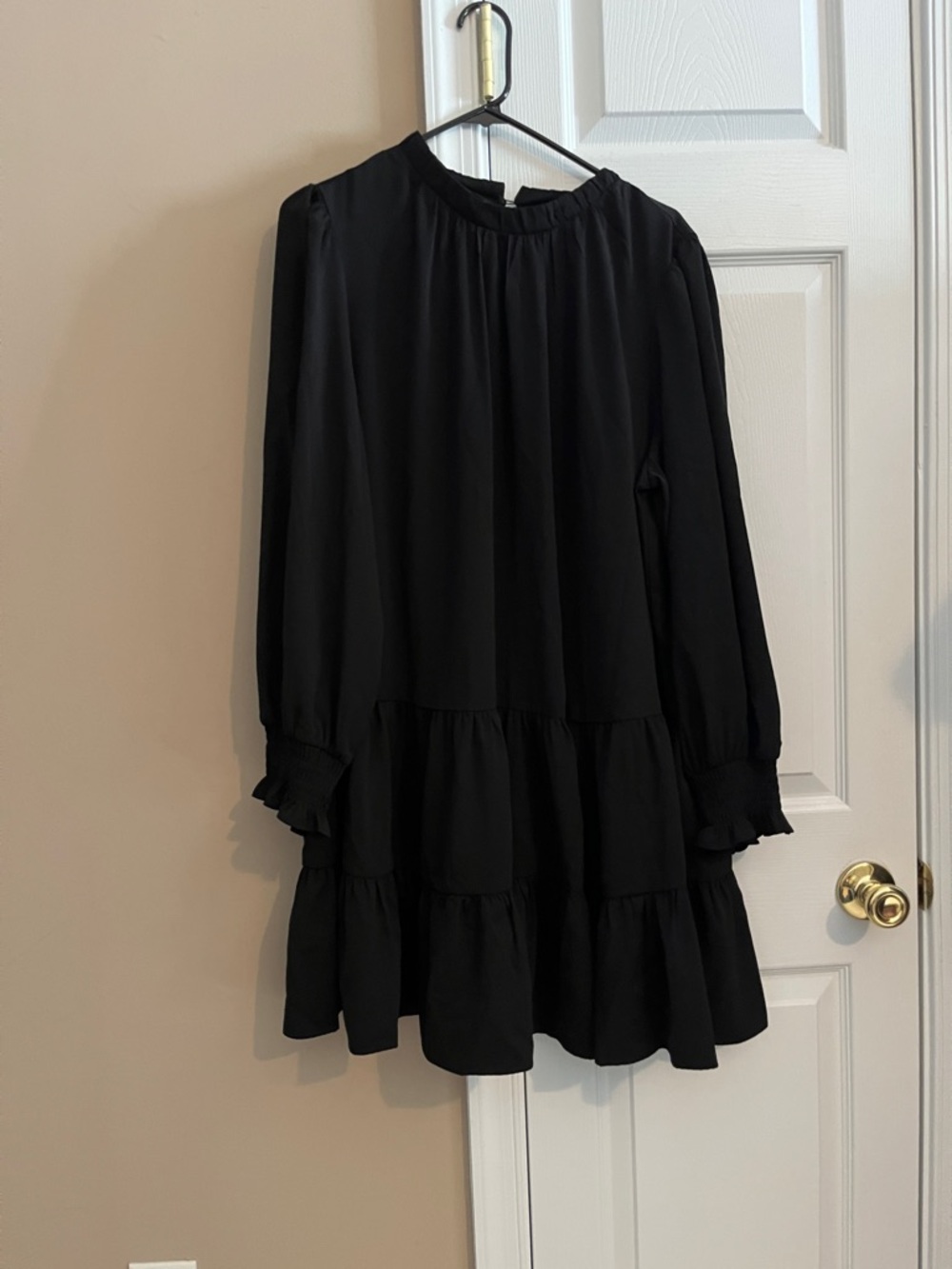 Nine West Black Long Sleeve Tiered Mini Dress